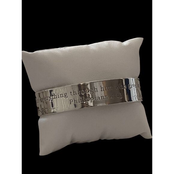 Scripture Bracelet Cuff Silver Plated - Picture 1 of 8